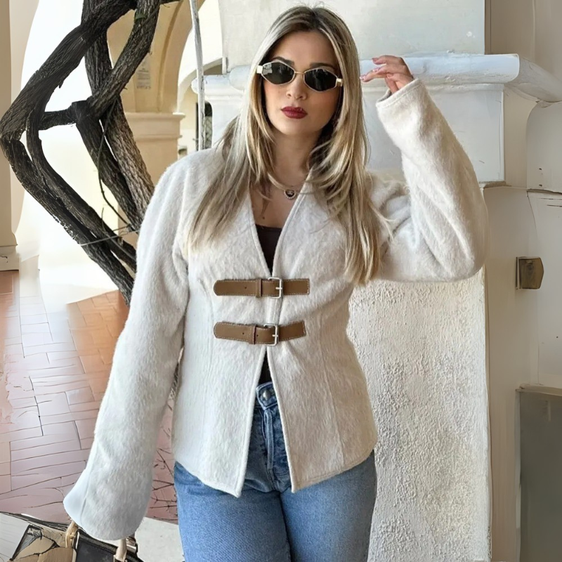 Retro Leather Belted Jacket