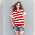 Casual Striped Mesh T-Shirt