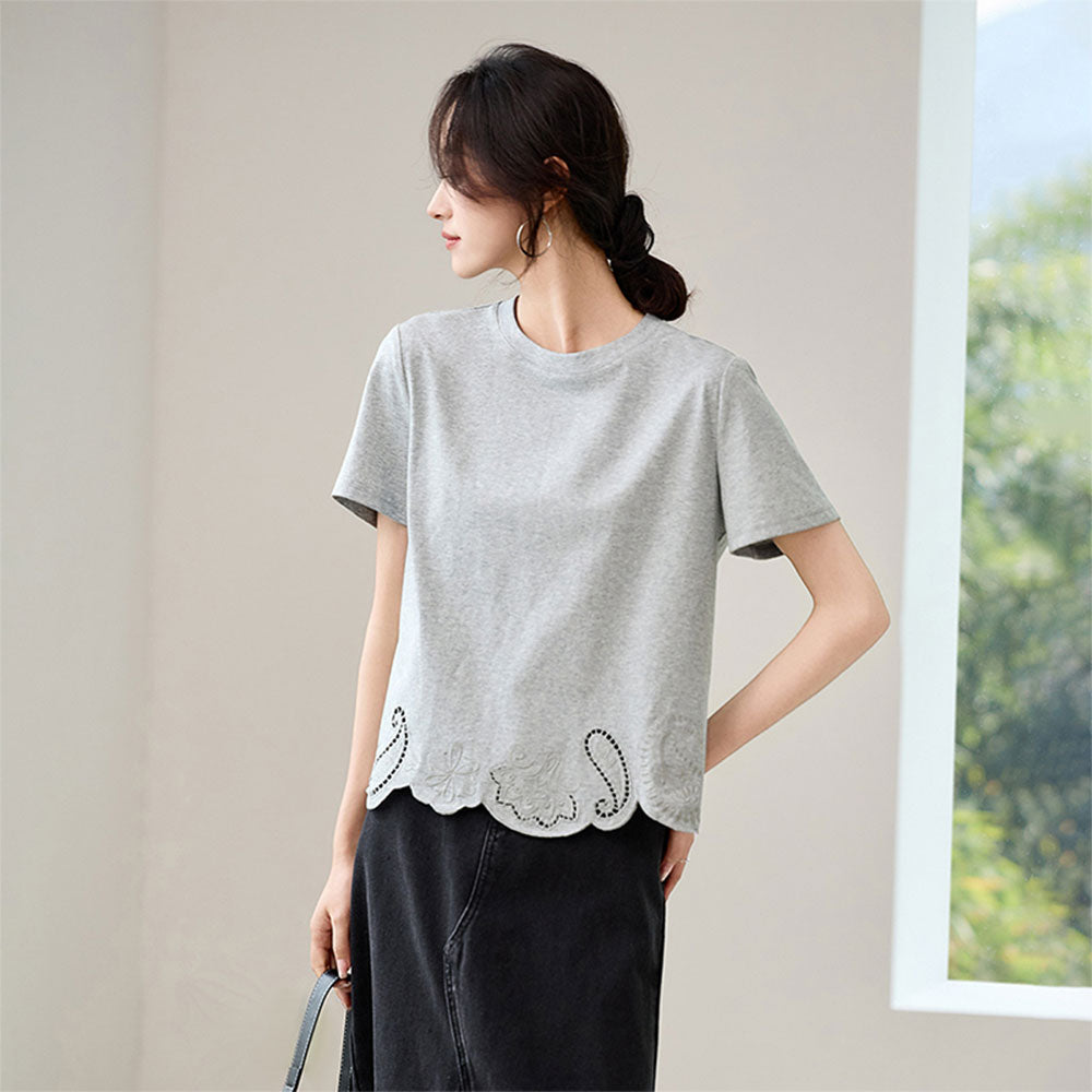 Embroidered Hollow Design T-Shirt