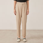 High Waist Pleated Wool Blend Trousers