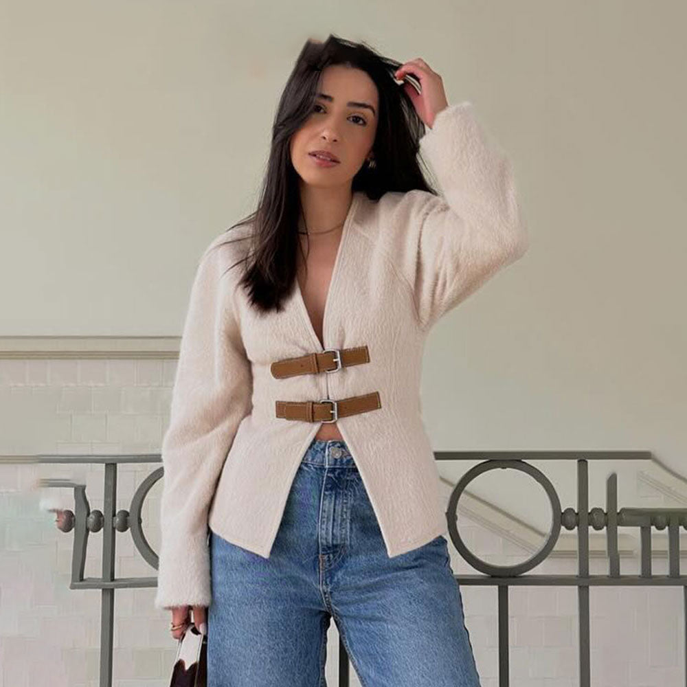 Retro Leather Belted Jacket