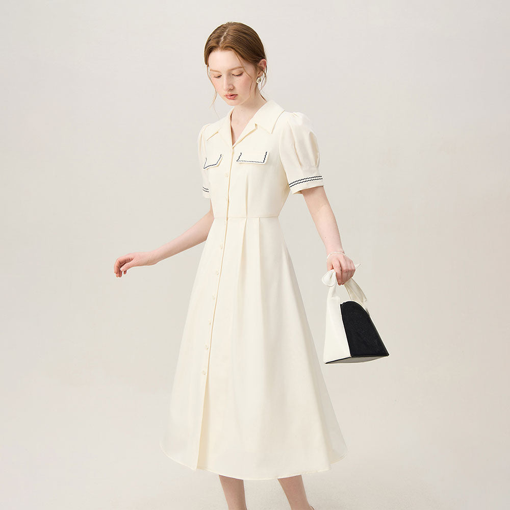 Retro Polo Collar Dress