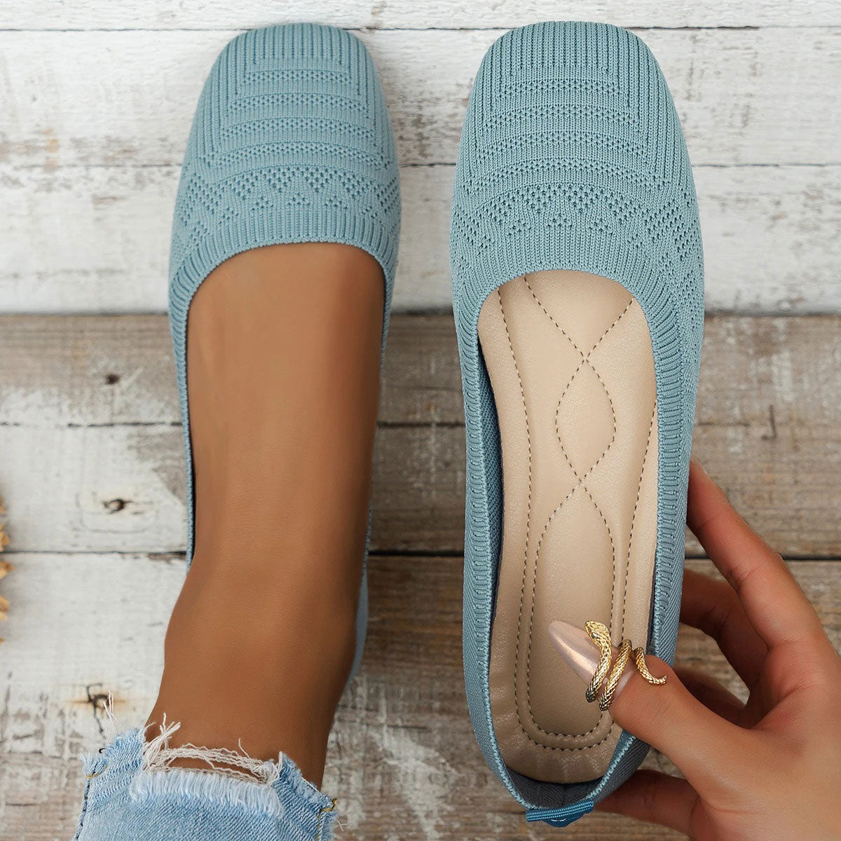 Square Toe Shoes Breathable