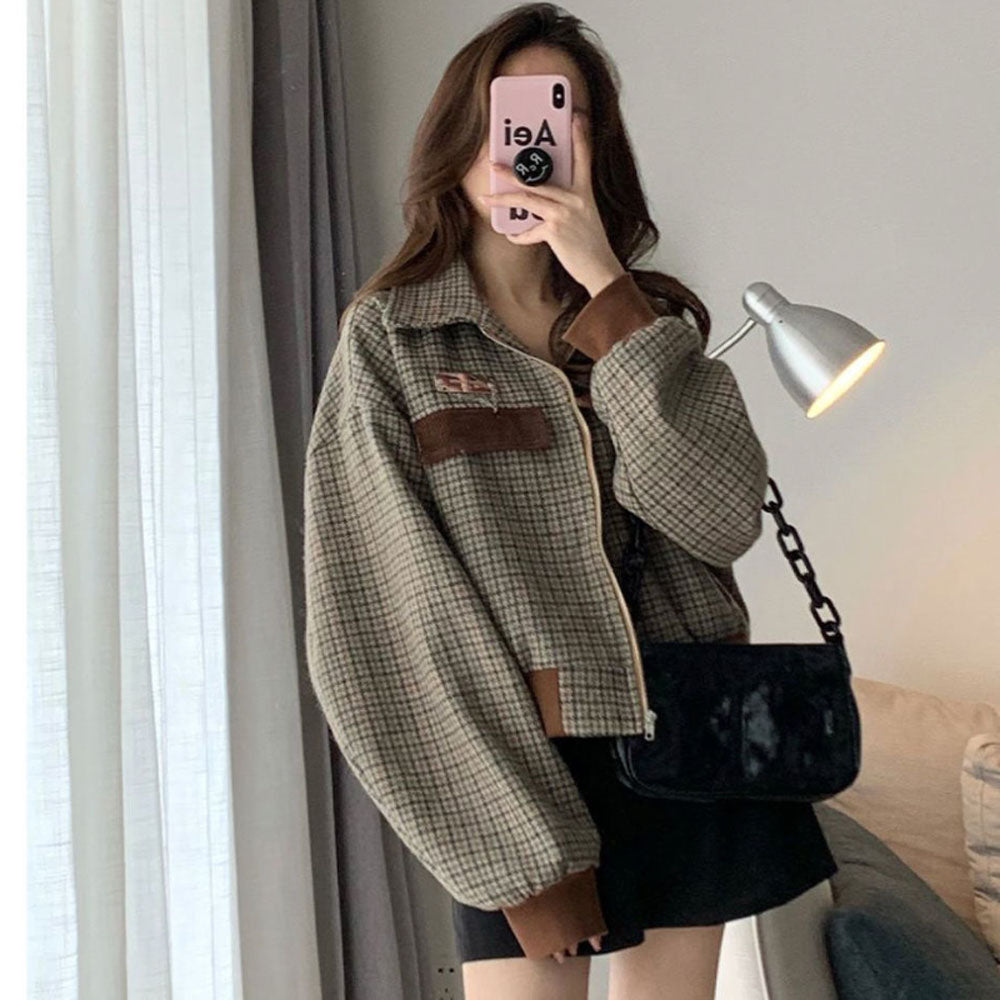 Cropped Vintage Check Jacket