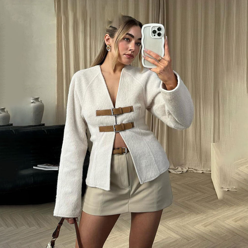 Retro Leather Belted Jacket