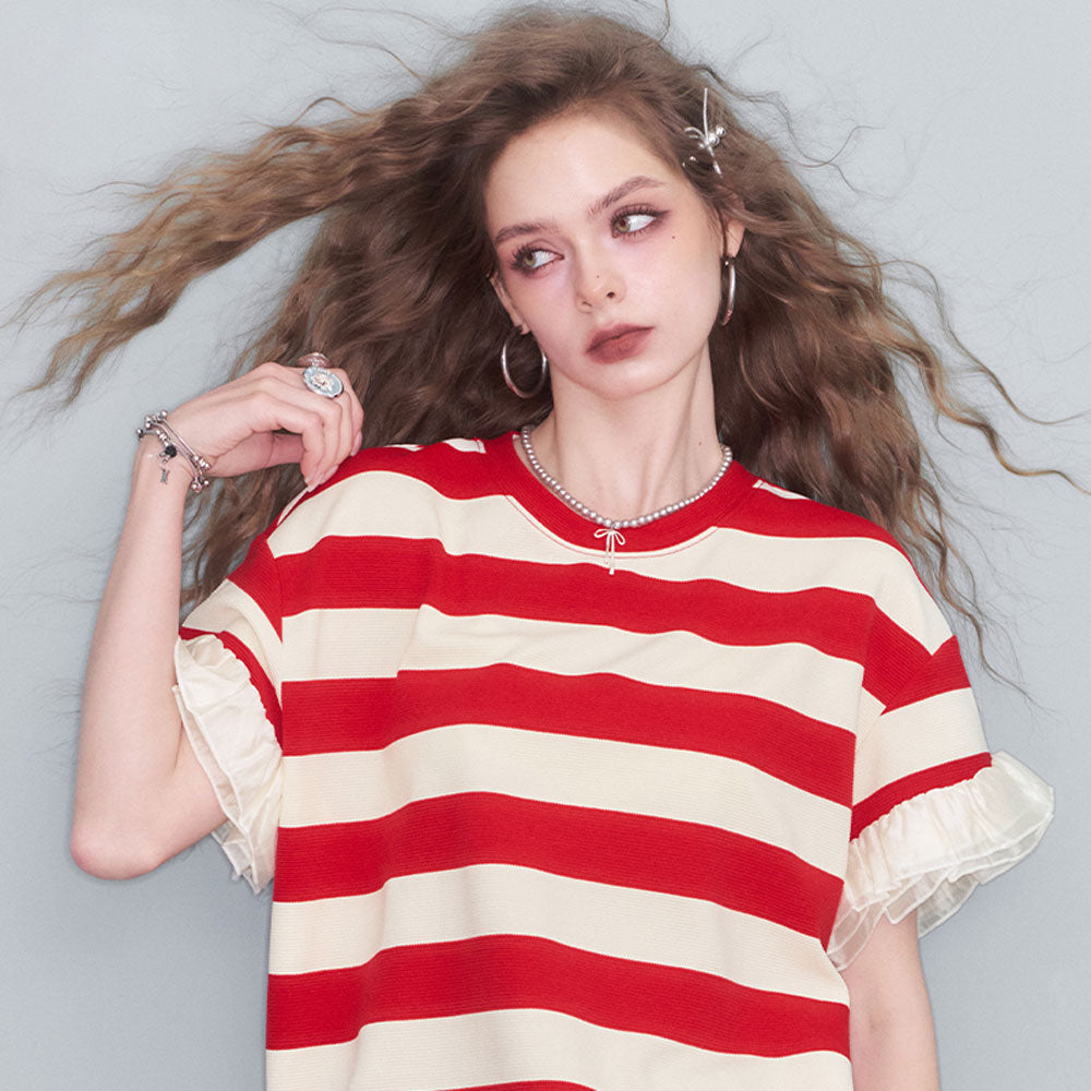 Casual Striped Mesh T-Shirt