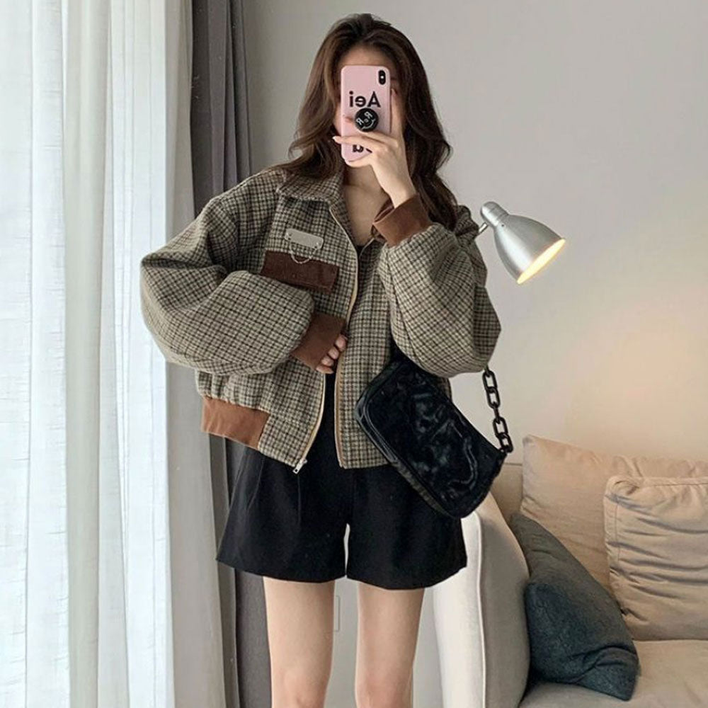 Cropped Vintage Check Jacket