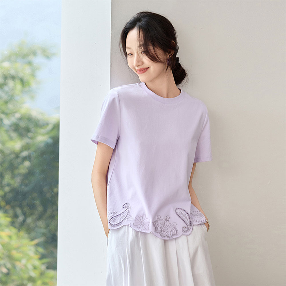 Embroidered Hollow Design T-Shirt