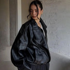 Casual PU Leather Jacket Long Sleeves