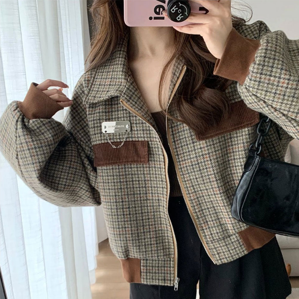 Cropped Vintage Check Jacket