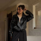 Casual PU Leather Jacket Long Sleeves