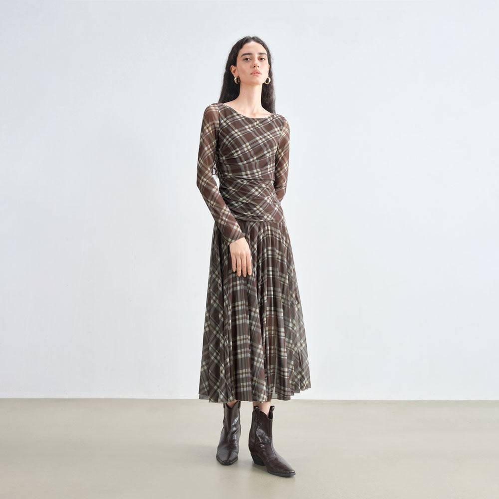 Checkered Maxi Vintage Style Dress