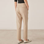 High Waist Pleated Wool Blend Trousers