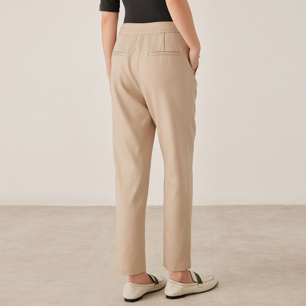 High Waist Pleated Wool Blend Trousers