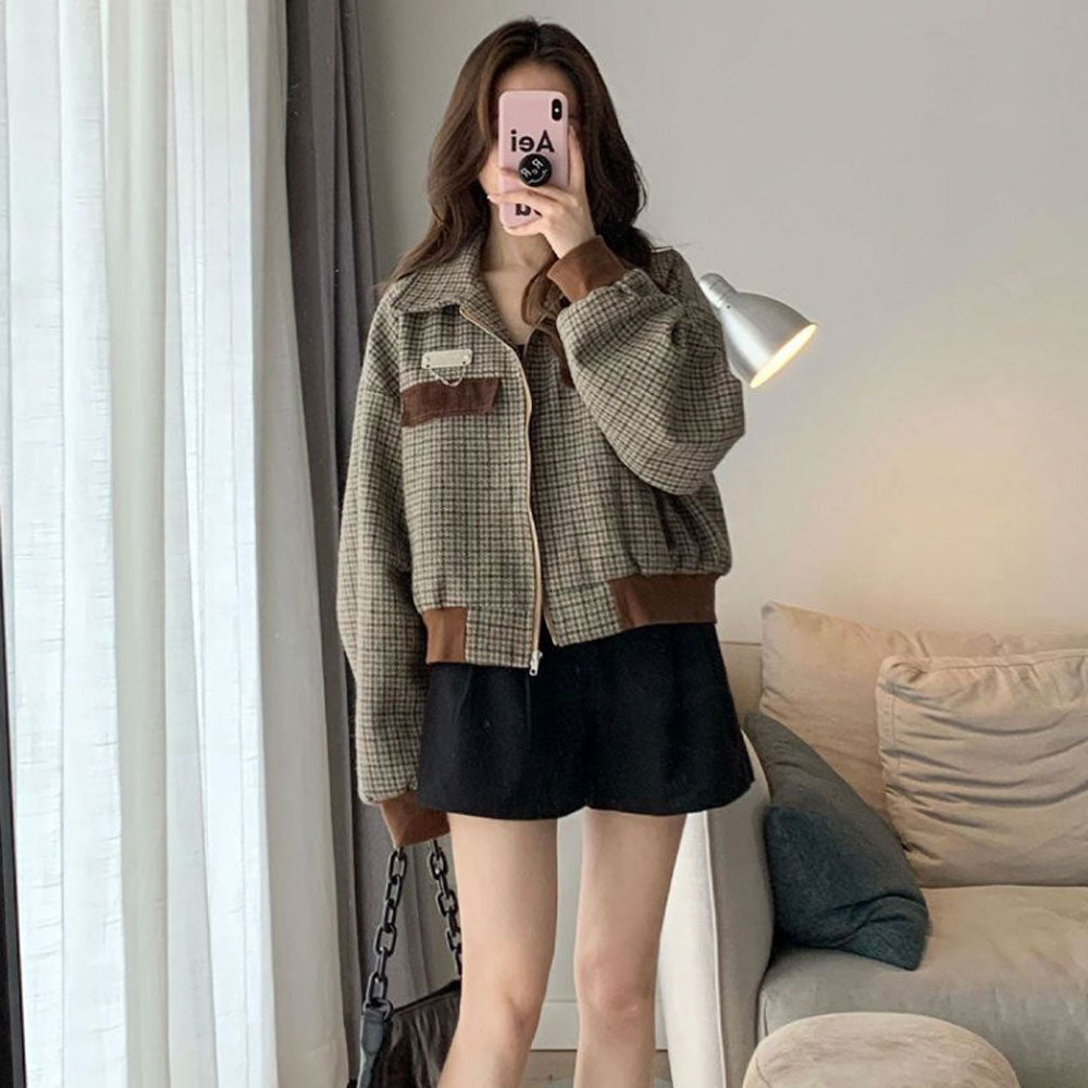 Cropped Vintage Check Jacket